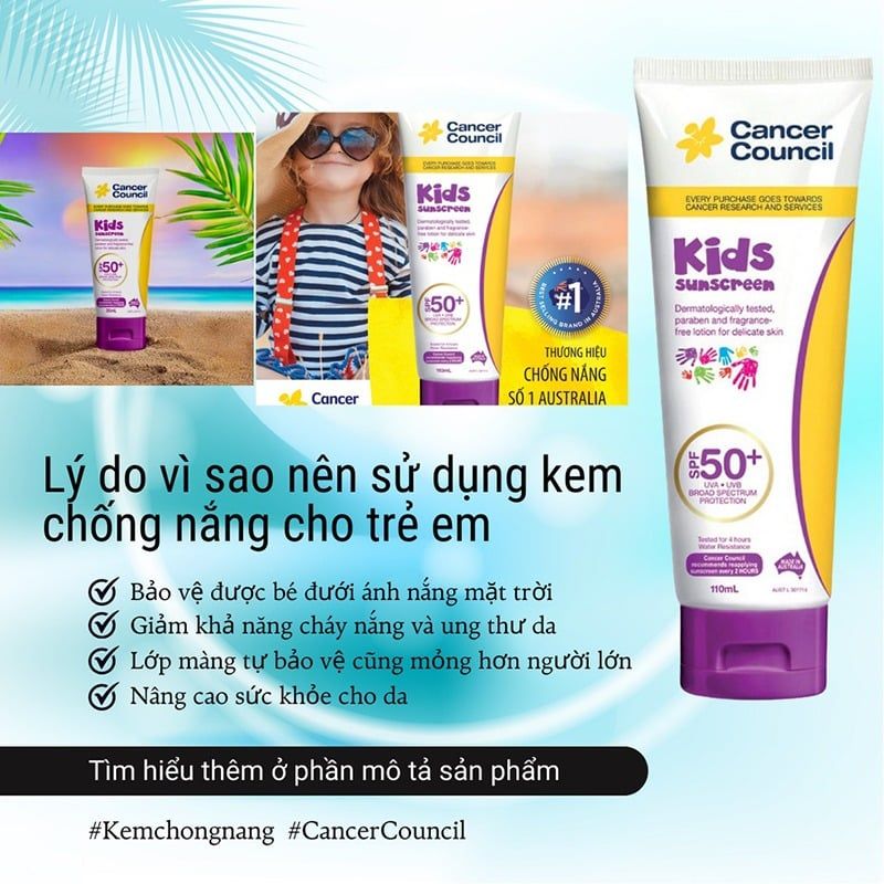Kem Chống Nắng Dành Cho Trẻ Em Cancer Council Kids Sunscreen 110ml