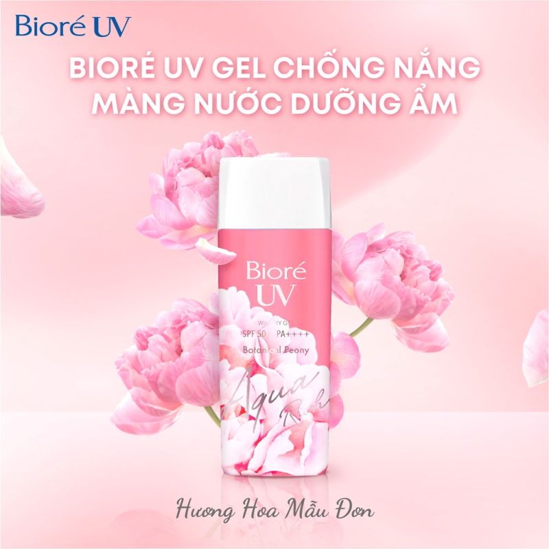 Gel Chống Nắng Màng Nước Dưỡng Ẩm Hương Hoa Mẫu Đơn Bioré UV Aqua Rich Watery Gel Botanical Peony SPF50+/PA++++ 90ml