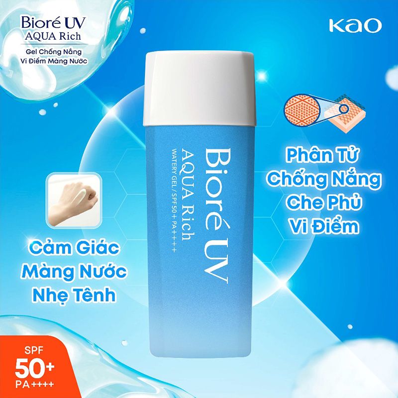 Kem Chống Nắng Dạng Gel, Dưỡng Ẩm Bioré UV Aqua Rich Watery Gel SPF50+/PA++++ 90ml