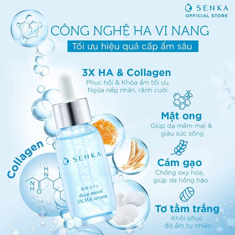 Serum Senka Dưỡng Ẩm Và Ngừa Lão Hóa Deep Moist 3X HA Serum 30ml