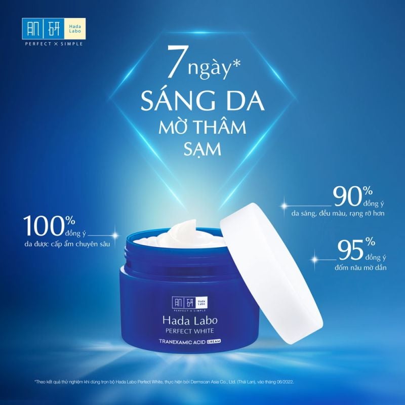 Kem Dưỡng Hada Labo Hỗ Trợ Dưỡng Sáng Da, Mờ Thâm Sạm Perfect White Tranexamic Acid Cream 50g