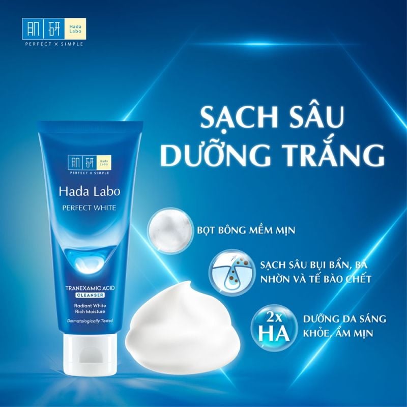 Sữa Rửa Mặt Hỗ Trợ Dưỡng Trắng Da Hada Labo Perfect White Arbutin Cleanser 80g