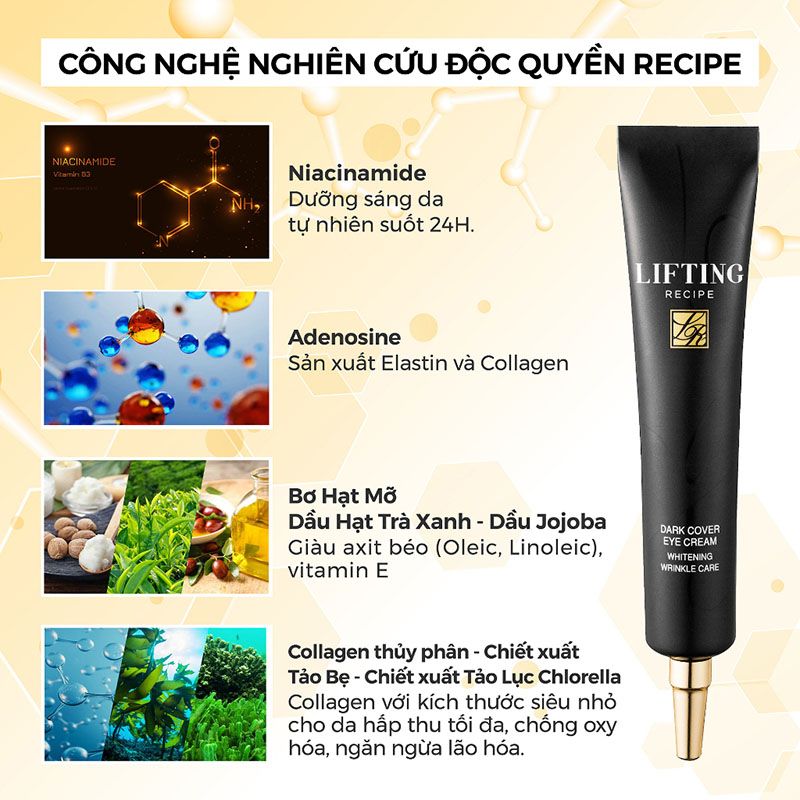 Kem Dưỡng Mắt Mờ Thâm Cải Thiện Nếp Nhăn Recipe Lifting Dark Cover Eye Cream 30ml