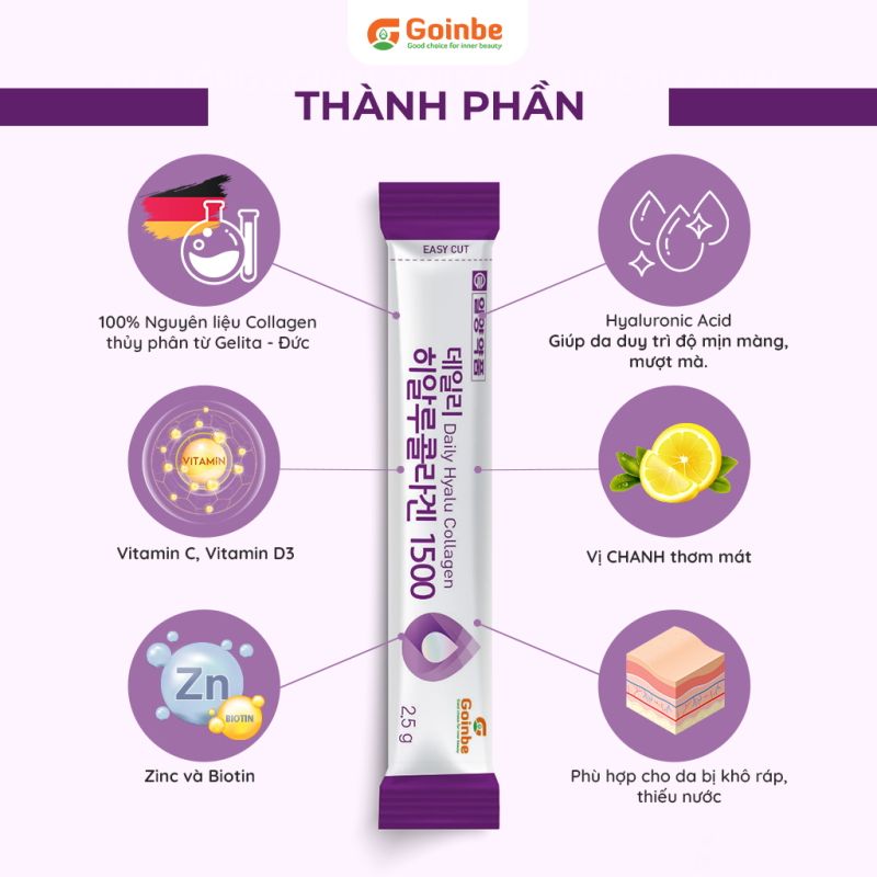 [Hộp 14 gói] Bột Uống Collagen, Ngăn Ngừa Lão Hóa Goinbe Daily Collagen