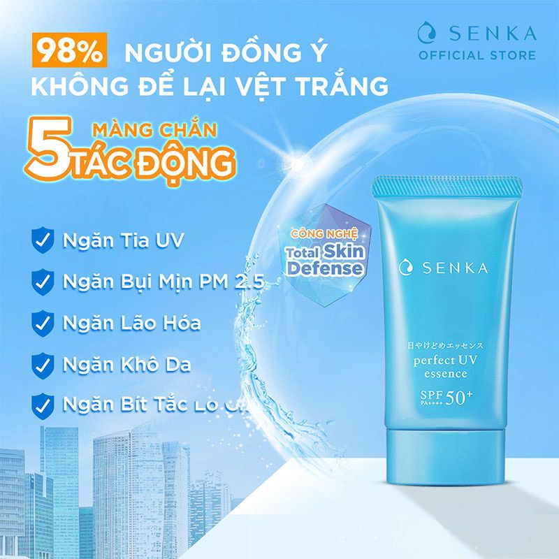 Kem Chống Nắng Dạng Tinh Chất Senka Mỏng Nhẹ Perfect UV Essence SPF 50+/PA +++ 50g