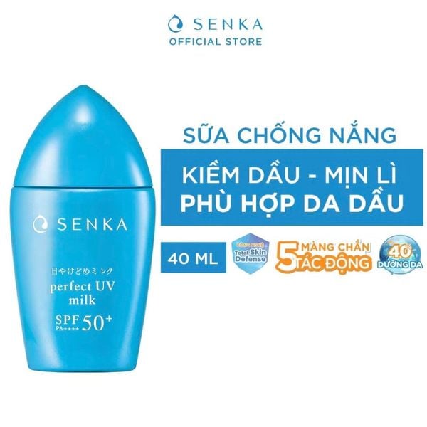  Kem Chống Nắng Dạng Sữa Senka Perfect UV Milk SPF 50+/PA+++ 40ml 