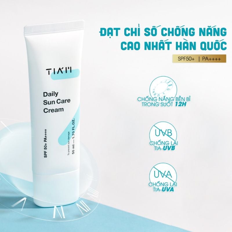 Kem Chống Nắng Hỗ Trợ Dưỡng Trắng, Cải Thiện Nếp Nhăn Tiam Daily Sun Care Cream SPF50+/PA++++ 50ml