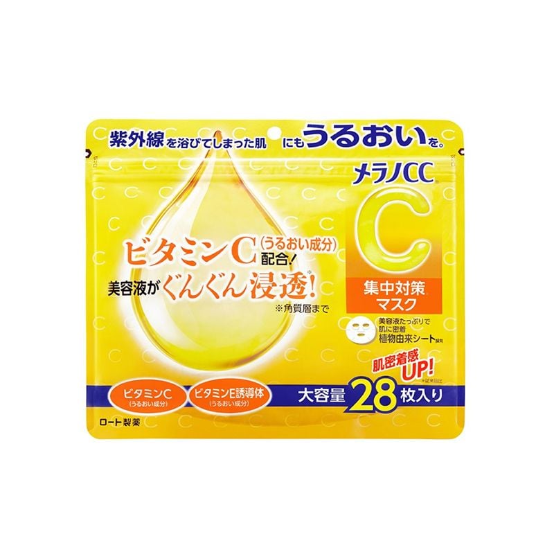[28 Miếng] Mặt Nạ Melano CC Hỗ Trợ Dưỡng Sáng Da, Mờ Thâm Nám Whitening Mask