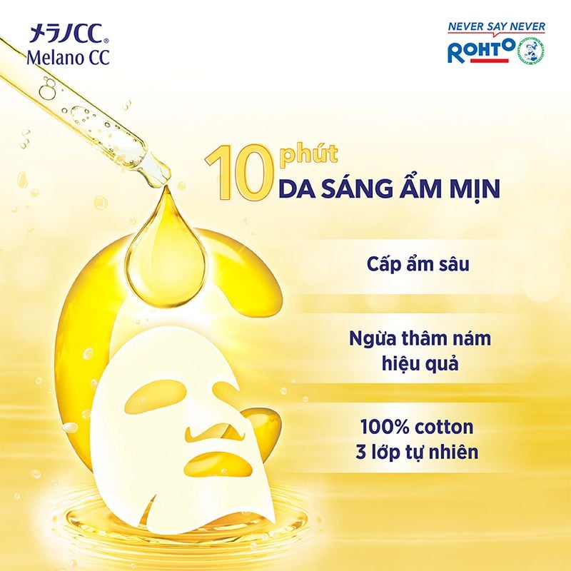 [28 Miếng] Mặt Nạ Melano CC Hỗ Trợ Dưỡng Sáng Da, Mờ Thâm Nám Whitening Mask