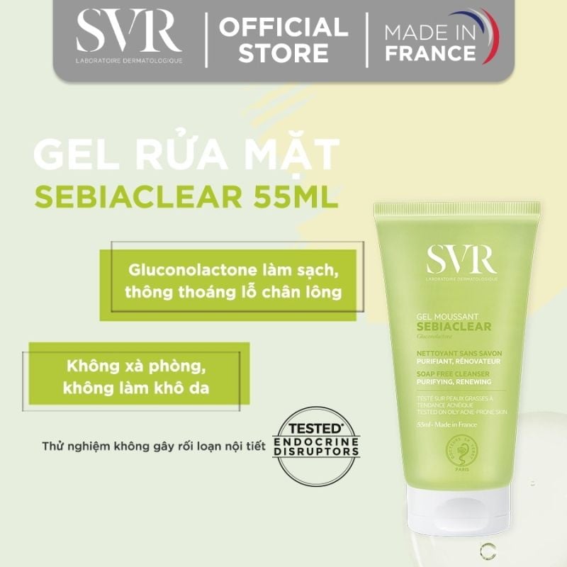 Kem Chống Nắng Hỗ Trợ Giảm Mụn, Kiểm Soát Dầu Nhờn SVR Sebiaclear Crème SPF50+ 40ml