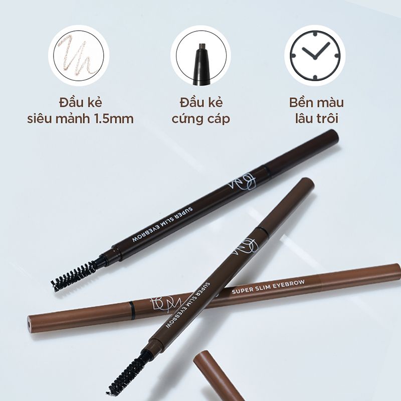 Chì Kẻ Chân Mày Siêu Mảnh, Lâu Trôi B.O.M Super Slim Eyebrow 0.1g