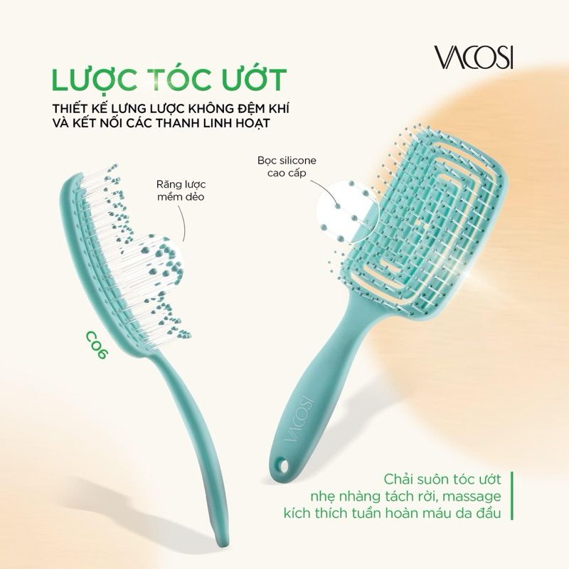 Lược Gỡ Rối Cho Tóc Yếu Vacosi Detangling Brush - C06