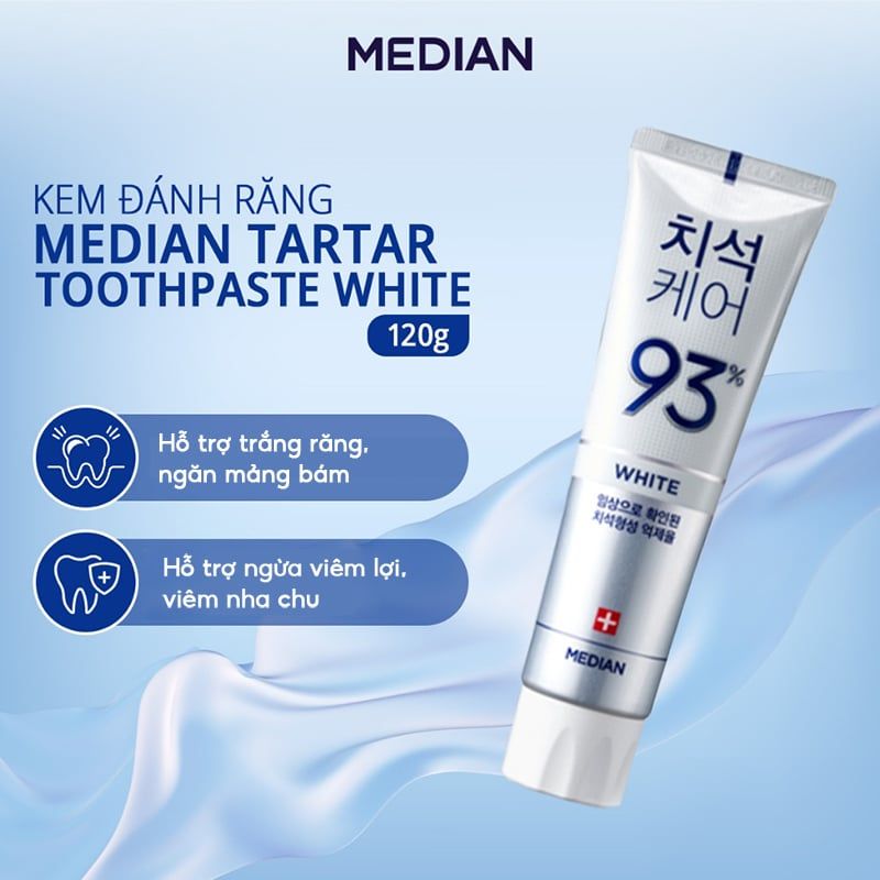 [4 MÀU] Kem Đánh Răng Giúp Trắng Răng, Giảm Ố, Loại Bỏ Mùi Hôi Median Dental IQ 93% Toothpaste 120g