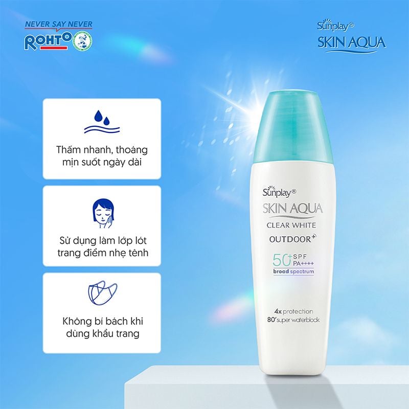 Gel Chống Nắng Dưỡng Da Khi Vận Động Mạnh Sunplay Skin Aqua Clear White Outdoor+ SPF50+/PA++++ 30g