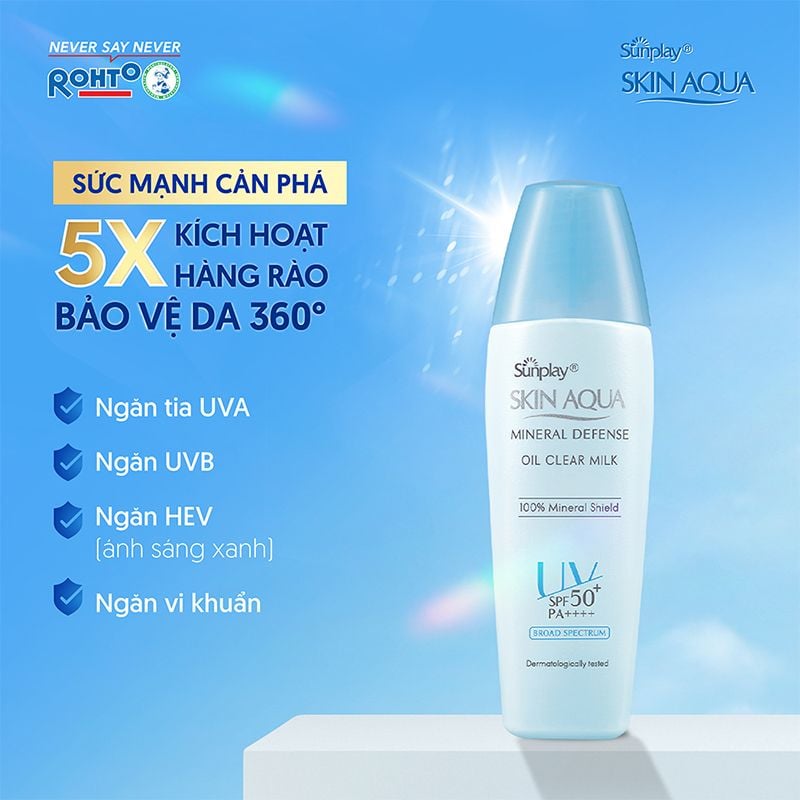 Kem Chống Nắng Vật Lý Kiềm Dầu Sunplay Skin Aqua Mineral Defense Oil Clear Milk SPF50+/PA++++ 25g