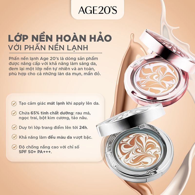 Phấn Nền Tươi Kiềm Dầu, Dưỡng Ẩm Age20's Essence Cover Pact Original SPF50+ PA+++ 12.5g