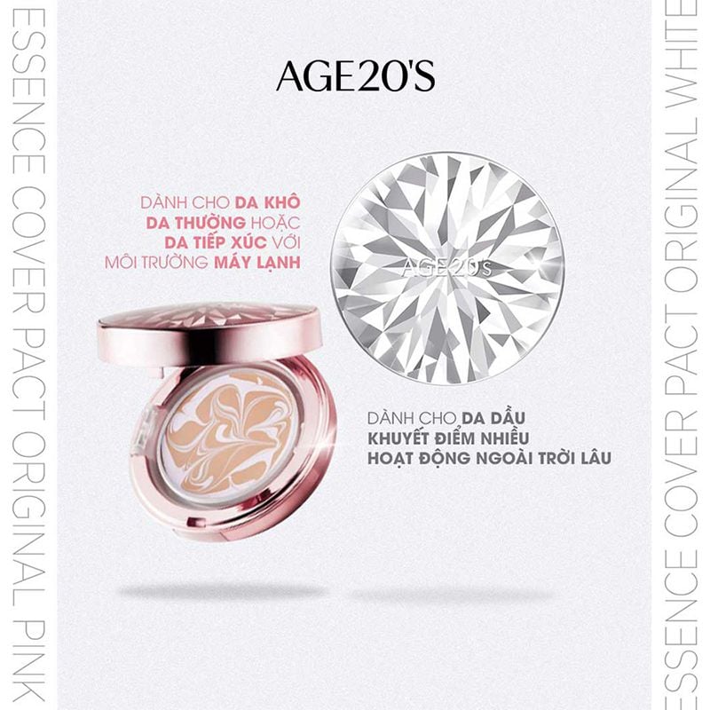 Phấn Nền Tươi Kiềm Dầu, Dưỡng Ẩm Age20's Essence Cover Pact Original SPF50+ PA+++ 12.5g