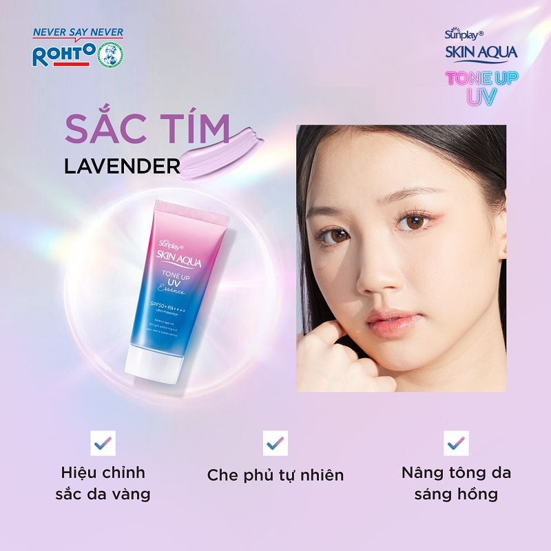 Tinh Chất Chống Nắng Sunplay Hiệu Chỉnh Sắc Da Skin Aqua Tone Up UV Essence - Lavender SPF50+/PA++++ 50g