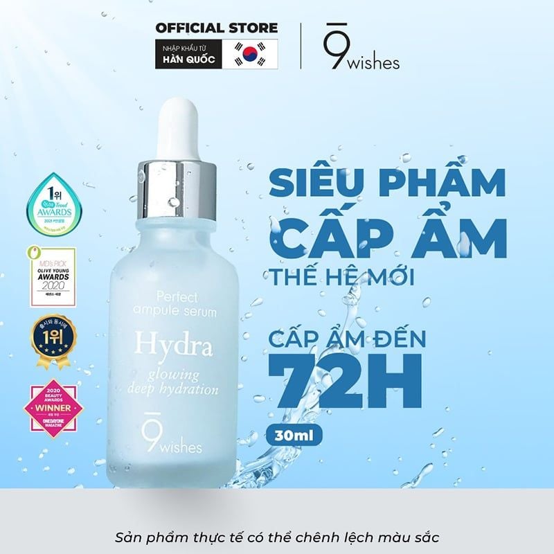 Serum 9 Wishes Tinh Chất Dưỡng Ẩm, Cấp Nước, Căng Mịn Da 9 Wishes Hydra Glowing Deep Hydration Ampule Serum