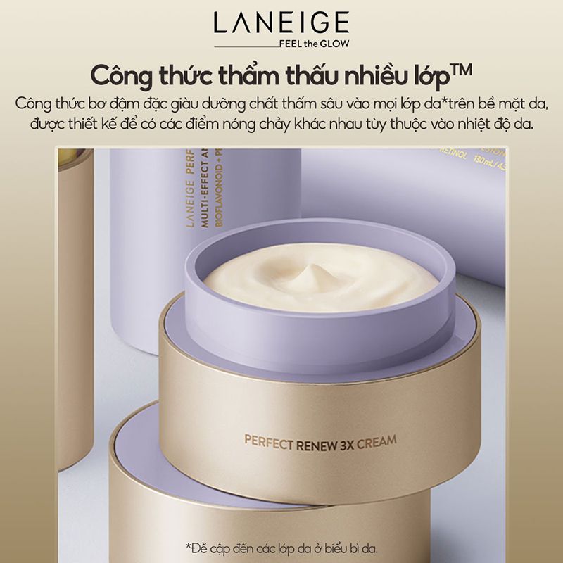 Kem Dưỡng Laneige Hỗ Trợ Giảm Quá Trình Lão Hóa, Tăng Độ Đàn Hồi Perfect Renew 3X Cream 50ml