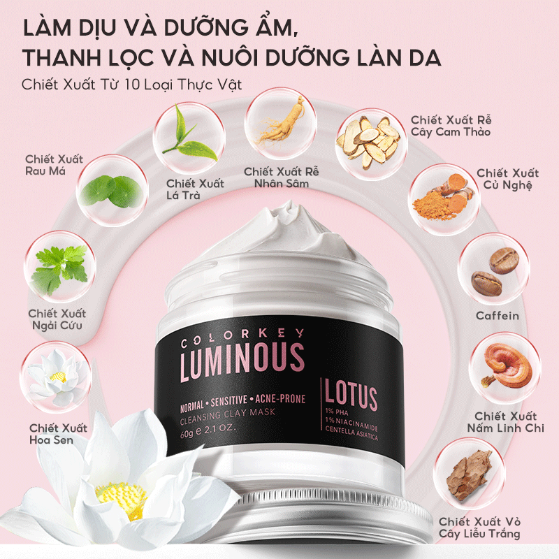 Mặt Nạ Bùn Khoáng Colorkey Làm Sạch Sâu Luminous Cleansing Clay Mask 60g