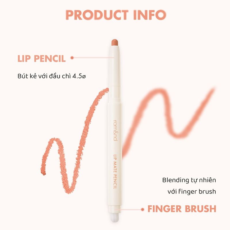 Chì Kẻ Viền Môi Nhung Lì Thiết Kế 2 Đầu Romand Lip Mate Pencil 0.5g – THẾ  GIỚI SKINFOOD