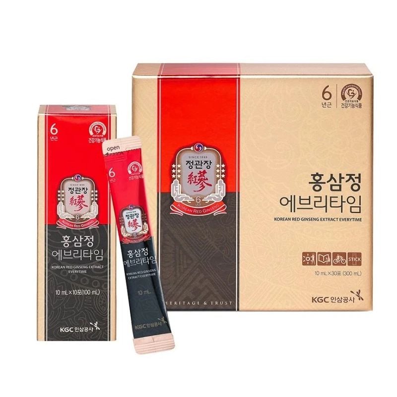 [Hộp 30 Gói] Tinh Chất Hồng Sâm Cô Đặc Dạng Gói Won KGC Korean Red Ginseng Extract Everytime 300ml