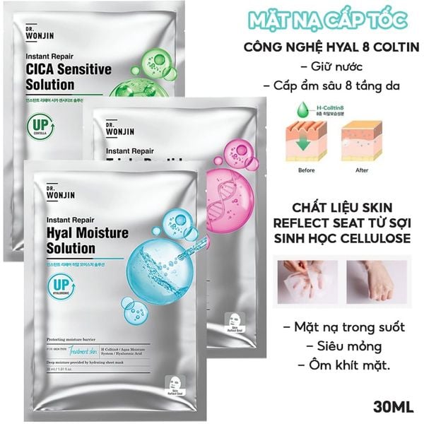  Mặt Nạ Cấp Ẩm, Tăng Sinh Collagen, Hỗ Trợ Phục Hồi Da Dr.Wonjin Instant Repair Solution 30ml 