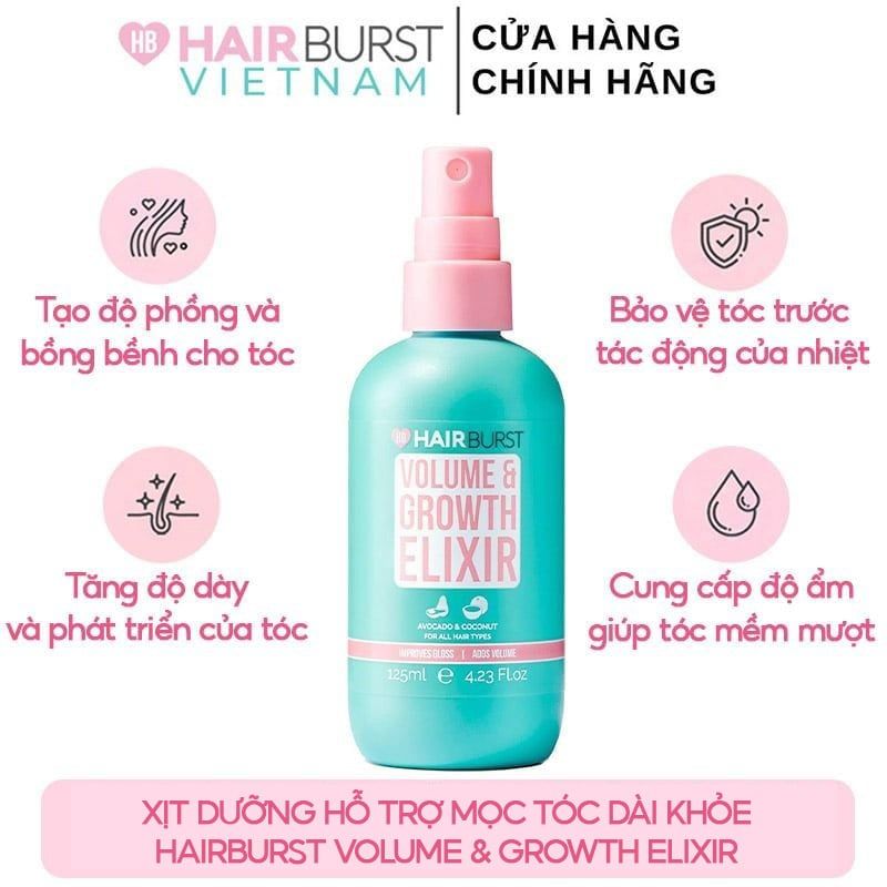 Xịt Dưỡng Hỗ Trợ Mọc Tóc Dài Khỏe Hairburst Volume & Growth Elixir 125ml