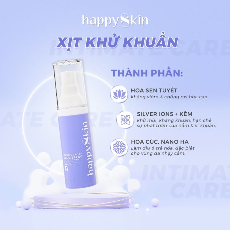 Xịt Khử Vùng Kín & Toàn Thân Giúp Làm Sạch, Cấp Ẩm, Làm Dịu Da Emmié By Happy Skin Intimate & Body Odor Spray 30ml