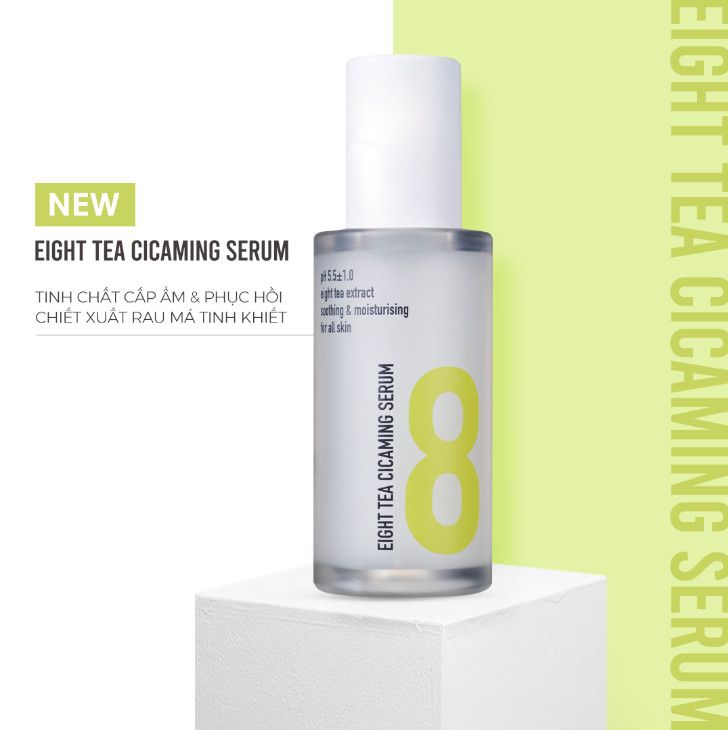 Serum B.O.M Tinh Chất Cấp Ẩm, Hỗ Trợ Phục Hồi Da Chuyên Sâu Chiết Xuất Rau Má Và Trà B.O.M Eight Tea Cicaming Serum 38ml