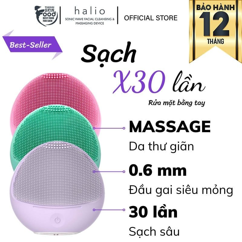 Máy Rửa Mặt Dành Cho Da Nhạy Cảm Halio Facial Cleansing & Massaging Device For Sensitive Skin