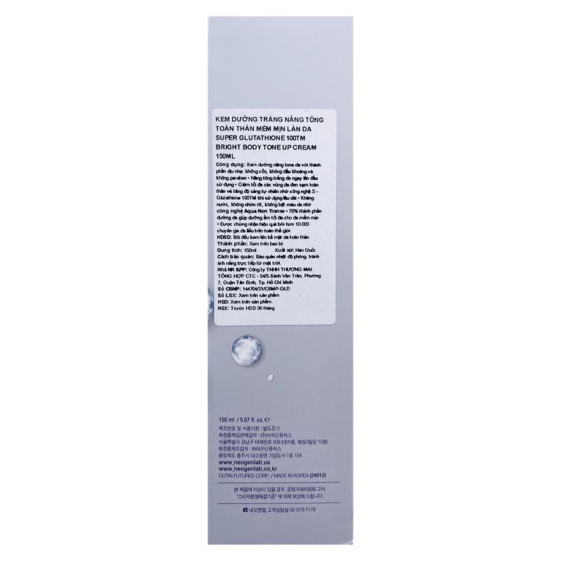 [150ml] Kem Dưỡng Thể Sur.Medic+ Hỗ Trợ Dưỡng Trắng Da Nâng Tông Super Glutathione 100TM Bright Body Tone Up Cream