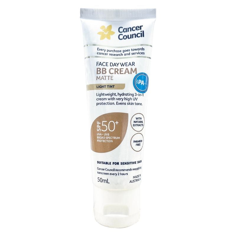 Kem Chống Nắng Cancer Council Dưỡng Ẩm, Kem Nền Nâng Tông Da Tự Nhiên Face Day Wear BB Cream Matte SPF50+ 50ml