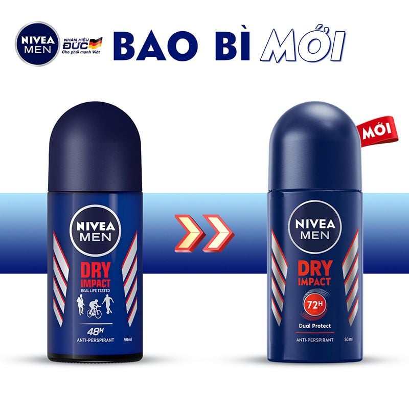 Lăn Khử Mùi Cho Nam Khô Thoáng Nivea Men Dry Impact Anti-Perspirant Roll On (Che tên sản phẩm khi giao hàng)