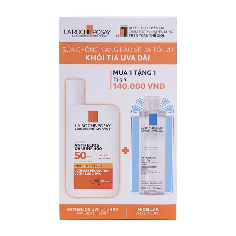 Kem Chống Nắng La Roche-Posay Dạng Sữa, Bảo Vệ Da Khỏi UVA Dài, Ngăn Ngừa Thâm Nám Anthelios UVMune 400 Invisible Fluid SPF50+ 50ml