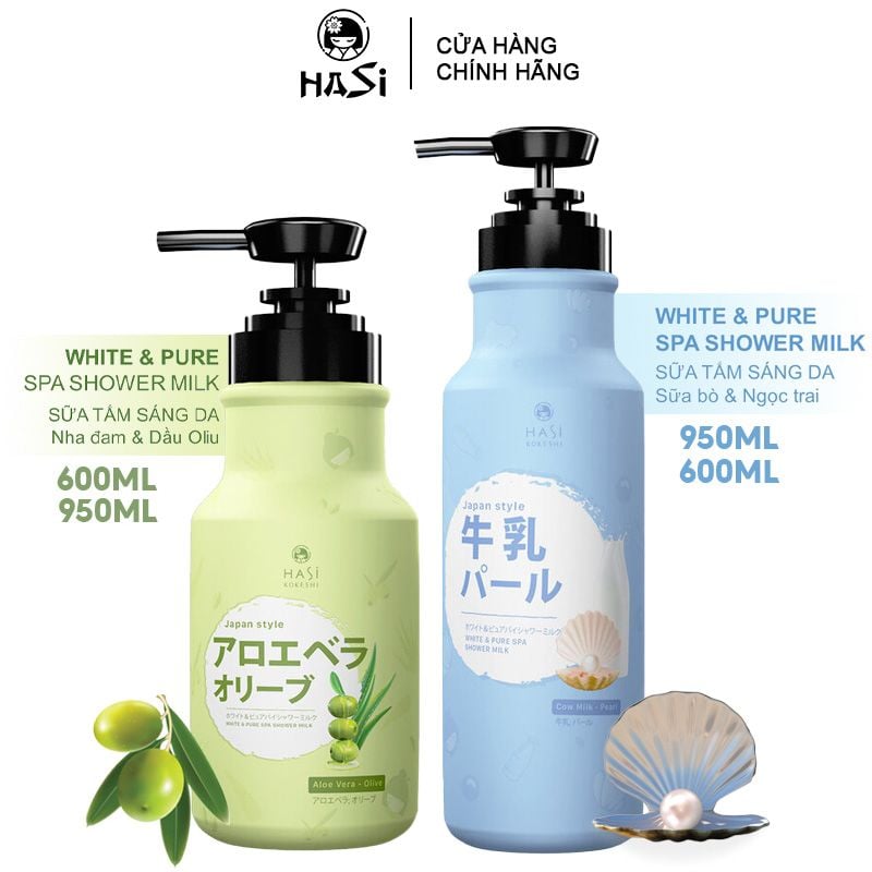 Sữa Tắm Hasi Làm Sạch Sâu, Dưỡng Ẩm Làm Trắng Da White Pure Spa Shower Milk