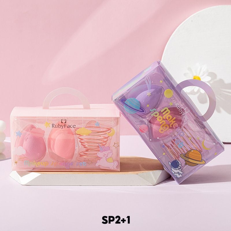 [NHẬP KHẨU] Set Bông Mút Trang Điểm Tiện Lợi, Xinh Xắn RubyFace Makeup Puff - Màu Ngẫu Nhiên