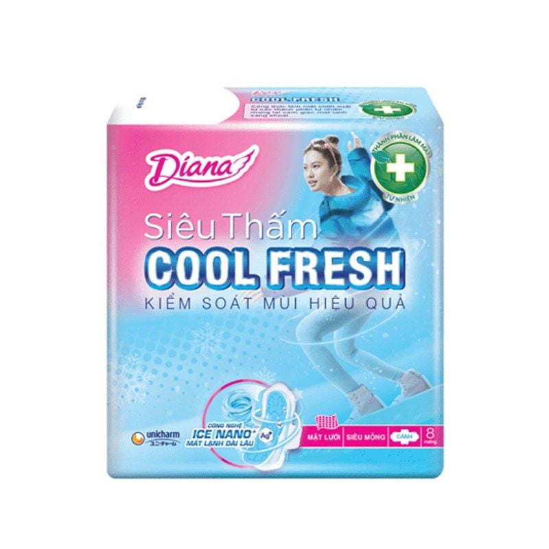 Băng Vệ Sinh Diana Siêu Thấm Cool Fresh Có Cánh - 8 Miếng