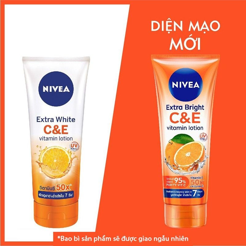 [180ml] Sữa Dưỡng Thể Nivea Giúp Da Căng Mượt, Hỗ Trợ Trắng Da Extra Bright Vitamin Lotion C&E 180ml