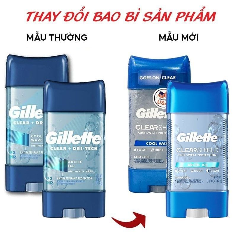 Lăn Khử Mùi Hỗ Trợ Giảm Tiết Mồ Hôi Dạng Gel Gillette Clear + Dri-Tech Anti-Perspirant 107g (Che tên sản phẩm khi giao hàng)