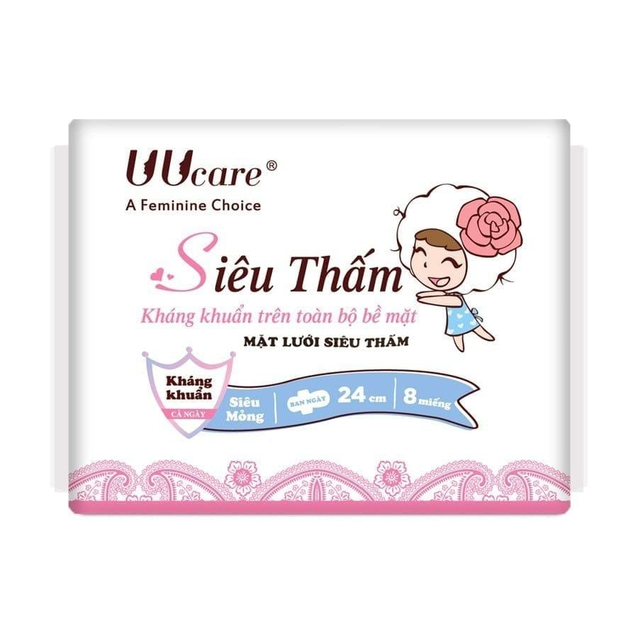 Băng Vệ Sinh Siêu Thấm Ban Ngày UUcare Young Girl Series 24cm - Gói 8 Miếng (Che tên sản phẩm khi giao hàng)