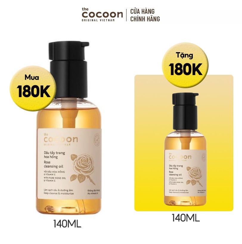 Dầu Tẩy Trang Tinh Dầu Hoa Hồng Chưng Cất The Cocoon Rose Cleansing Oil 140ml