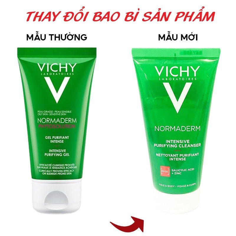 Gel Rửa Mặt Vichy Cho Da Dầu Mụn Làm Sạch Sâu, Giảm Nhờn Normaderm Phytosolution Intensive Purifying Gel