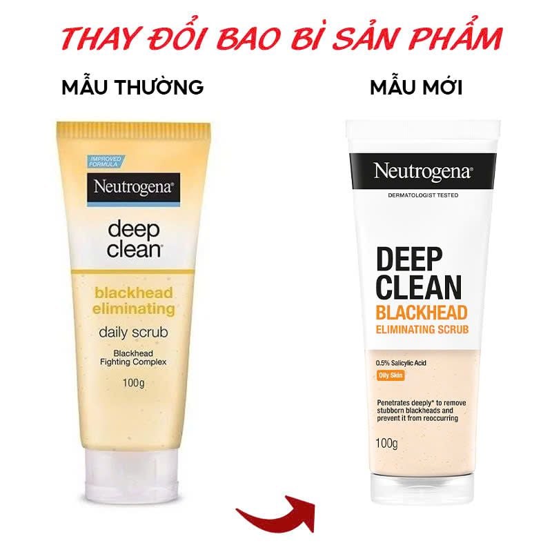 Sữa Rửa Mặt Tẩy Tế Bào Chết Neutrogena Hỗ Trợ Giảm Mụn Đầu Đen Deep Clean Blackhead Eliminating Daily Scrub 100g