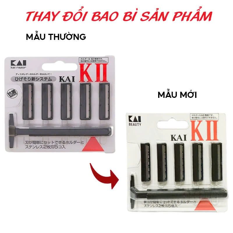 Set Dao Cạo Râu 2 Lưỡi Kép Kai - 1 Thân, 5 Lưỡi