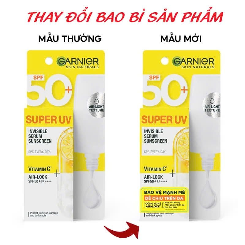 Serum Chống Nắng Garnier Mỏng Nhẹ Skin Naturals Super UV Invisible Serum Sunscreen SPF50+/PA++++