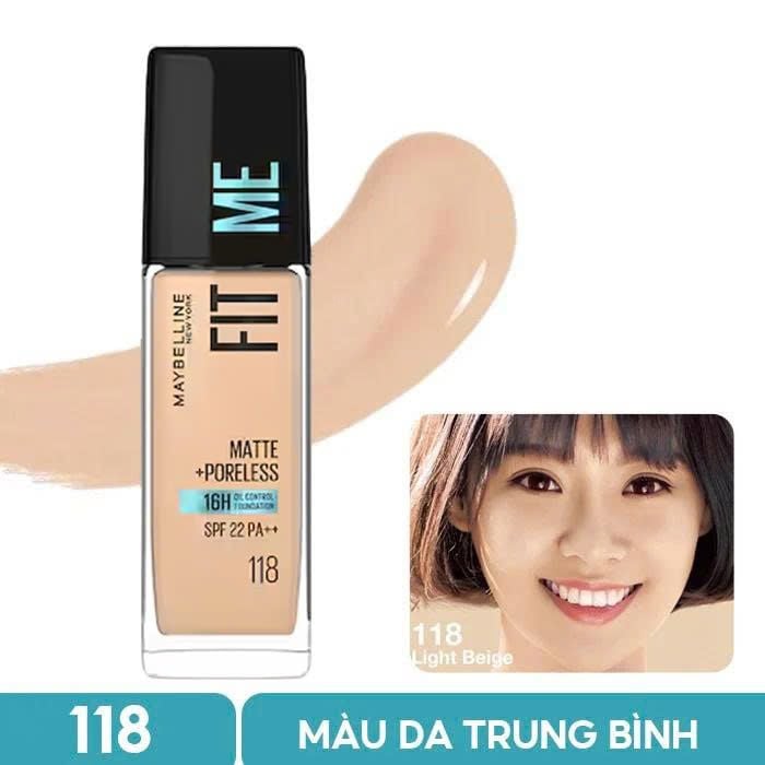 Kem Nền Maybelline Kiềm Dầu, Cho Lớp Nền Mịn Lì Tự Nhiên Fit Me Matte Poreless Foundation 30ml