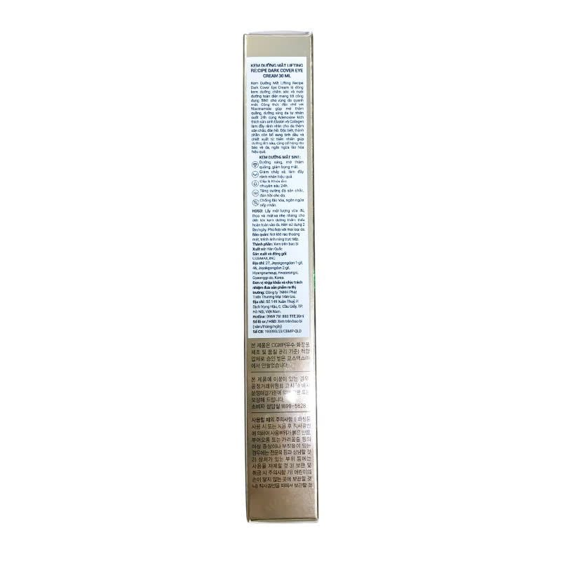 Kem Dưỡng Mắt Re:cipe Mờ Thâm, Cải Thiện Nếp Nhăn Lifting Dark Cover Eye Cream 30ml