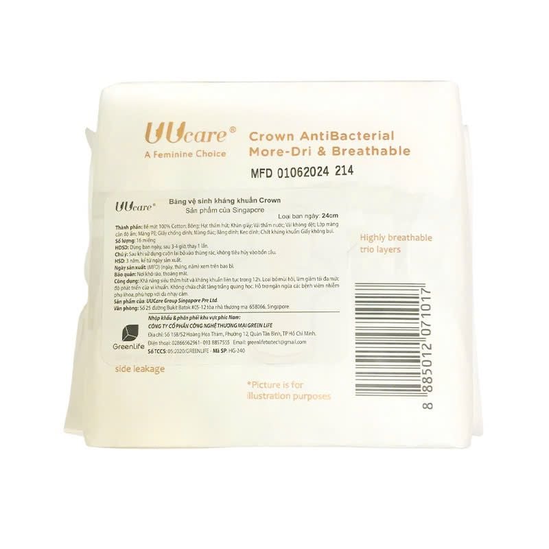 Băng Vệ Sinh Kháng Khuẩn Ban Ngày UUcare Crown (Che tên sản phẩm khi giao hàng)